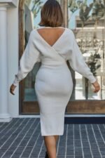 Cameo Batwing Knit Midi Dress Ivory - Image 7