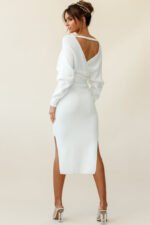Cameo Batwing Knit Midi Dress Ivory - Image 14