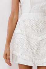 Paloma Crochet Tassel Strapless Dress Beige - Image 5