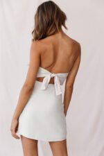 Paloma Crochet Tassel Strapless Dress Beige - Image 4