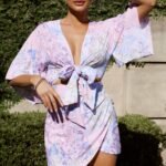 Rivera Tied Bust Cut-Out Dress Floral Pink