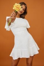 Isabelle Angel Sleeve Empire Dress White - Image 2