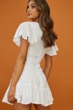 Isabelle Angel Sleeve Empire Dress White - Image 3