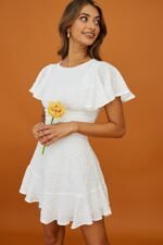 Isabelle Angel Sleeve Empire Dress White - Image 6
