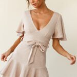 One Fine Day Flutter Sleeve Knit Dress Mocha