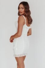 La Vida Frill Trim Mini Dress White - Image 5