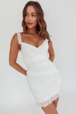 La Vida Frill Trim Mini Dress White - Image 3