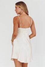 Well Versed Pleated Mini Dress Champagne - Image 2