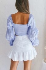 Alira Three-Button Ruched Bust Crop Top Lavender - Image 2