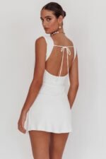 Giavanna Thigh Split Mini Dress White - Image 3