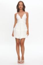 Laney Low Back Cami Strap Dress Lace White - Image 3