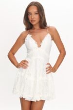 Laney Low Back Cami Strap Dress Lace White - Image 7