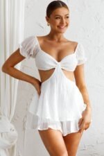 Vacay Mode Shirred Bust Romper White - Image 4