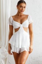 Vacay Mode Shirred Bust Romper White - Image 6