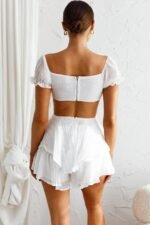 Vacay Mode Shirred Bust Romper White - Image 8