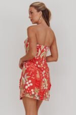 In Paris Embroidered Floral Mini Dress Orange - Image 4