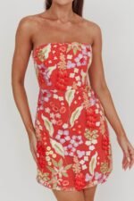 In Paris Embroidered Floral Mini Dress Orange - Image 7