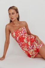In Paris Embroidered Floral Mini Dress Orange - Image 2