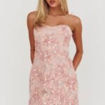 In Paris Embellished Flower Mini Dress Baby Pink