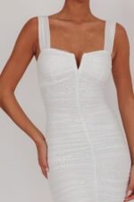 Nadia Tulle Hem Ruched Maxi Dress White - Image 8