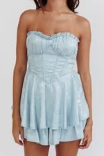 Paris Muse Gathered Bust Romper Baby Blue - Image 5