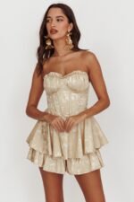 Paris Muse Gathered Bust Romper Champagne - Image 6