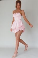 Paris Muse Gathered Bust Romper Pink - Image 3