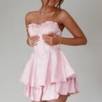Paris Muse Gathered Bust Romper Pink