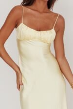 Nerida Twist Back Satin Maxi Dress Lemon - Image 7