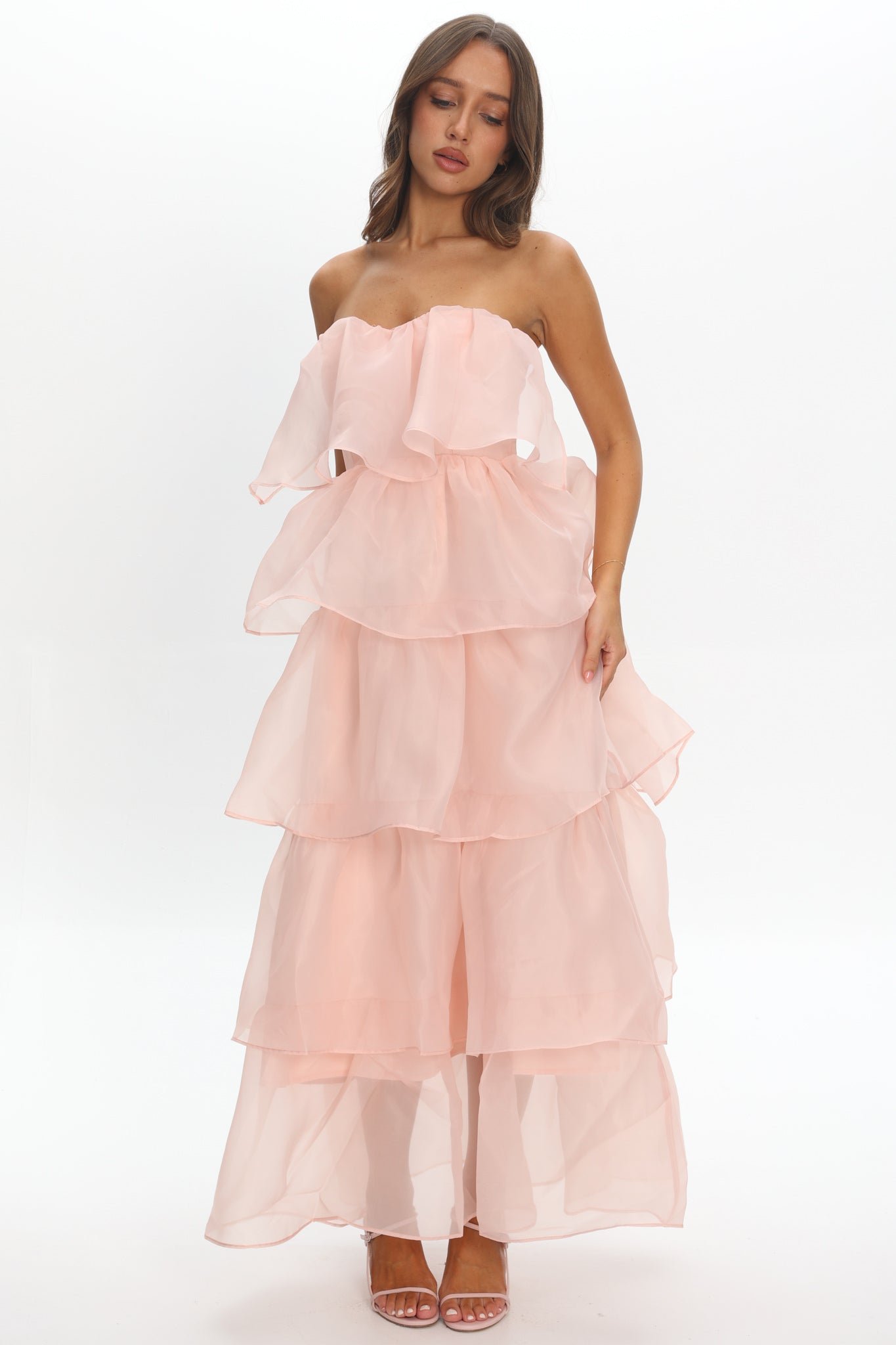 64300H01_PINK_1-1 Behati Tiered Layer Midi Dress Pink - Image 1