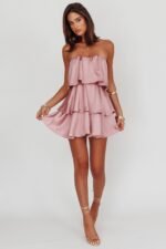 Behati Tiered Layer Strapless Dress Dusty Rose - Image 4