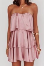 Behati Tiered Layer Strapless Dress Dusty Rose - Image 5