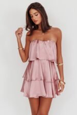 Behati Tiered Layer Strapless Dress Dusty Rose - Image 6