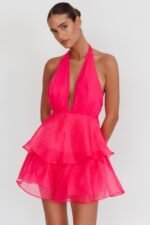Behati Tiered Ruffles Halter Neck Romper Rose - Image 5