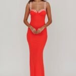 Girl Power Lace Strap Maxi Dress Red