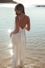 Ciao, Bella Tied Back Satin Maxi Dress Off White - Image 3