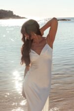 Ciao, Bella Tied Back Satin Maxi Dress Off White - Image 2