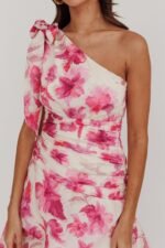 Kenny One Shoulder Tiered Floral Maxi Dress Pink - Image 3