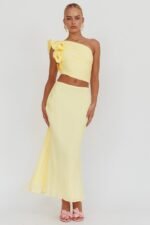 Deanna One-Shoulder Ruffle Top Lemon - Image 4