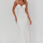 Passione Tied Bust Lace Maxi Dress White