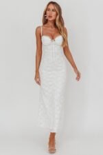 Passione Tied Bust Lace Maxi Dress White - Image 6