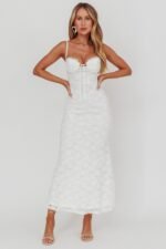 Passione Tied Bust Lace Maxi Dress White - Image 8