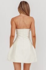 Melodic Strapless Mini Dress Cream - Image 3