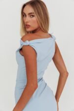 Angel's Song Asymmetric Neckline Maxi Dress Blue - Image 2