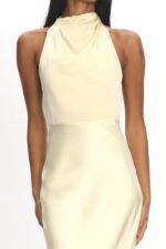 Gelato Pearl Strap Halter Maxi Dress Butter - Image 4