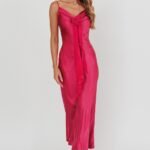 Afterglow Backless Cowl Neck Maxi Dress Berry
