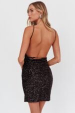 Helsi Backless Mini Dress Sequin Black - Image 2