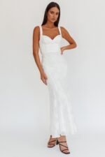 Autumn Moon Strappy Back Maxi Dress Textured White - Image 4