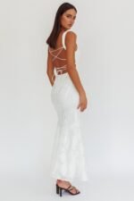 Autumn Moon Strappy Back Maxi Dress Textured White - Image 2