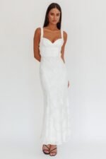 Autumn Moon Strappy Back Maxi Dress Textured White - Image 5